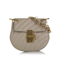 Chloé B Chloé Gray Calf Leather Drew Bijou Studded Crossbody Bag Italy