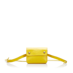 Hermès B Hermès Yellow Calf Leather Courchevel Pochette Green Waist Bag France