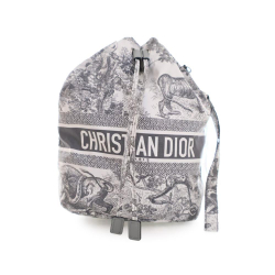 Christian Dior AB Dior Gray Light Gray N/a Fabric Technical Toile De Jouy Sauvage DiorTravel Pouch Italy