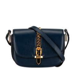 Gucci B Gucci Blue Calf Leather Mini Sylvie 1969 Crossbody Italy