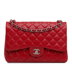 Chanel AB Chanel Red Caviar Leather Leather Jumbo Classic Caviar Double Flap Italy