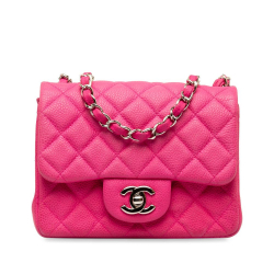 Chanel AB Chanel Pink Caviar Leather Leather Mini Square Classic Caviar Single Flap France