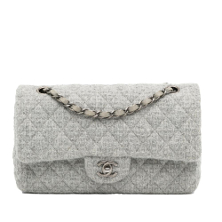 Chanel AB Chanel Gray Tweed Fabric Medium Classic Double Flap France