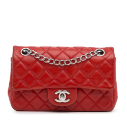 Chanel B Chanel Red Lambskin Leather Leather New Mini Classic Lambskin Single Flap Italy