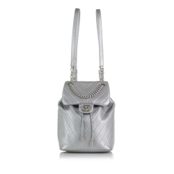 Chanel AB Chanel Silver Calf Leather Mini skin Coco Flap Backpack Italy