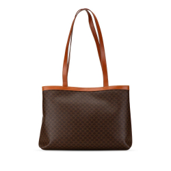 Celine B Celine Brown Coated Canvas Fabric Macadam Tote Italy