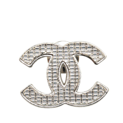 Chanel B Chanel Silver Brass Metal Silver CC Brooch France