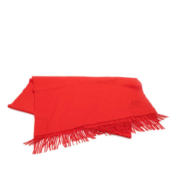 Hermès AB Hermès Red Wool Fabric Cashmere Fringe Scarf United Kingdom