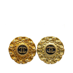 Chanel B Chanel Gold Gold Plated Metal CC Clip On Earrings France