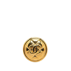 Chanel AB Chanel Gold Gold Plated Metal CC Quilted Round Brooch France