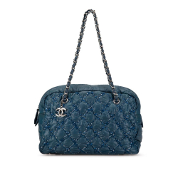 Chanel B Chanel Blue Navy Nylon Fabric Paris-Byzance Tweed On Stitch Shoulder Bag Italy