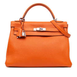 Hermès B Hermès Orange Calf Leather Clemence Kelly Retourne 32 France