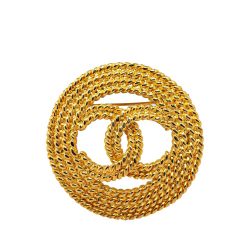 Chanel AB Chanel Gold Gold Plated Metal CC Round Brooch France