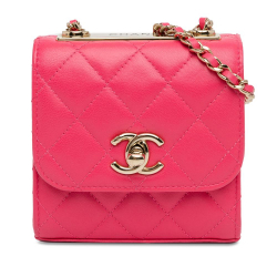 Chanel B Chanel Pink Hot Pink Lambskin Leather Leather Mini Lambskin Trendy CC Clutch With Chain Italy