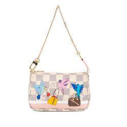 Louis Vuitton White Damier Azur Christmas Birds Mini Pochette Accessoires France