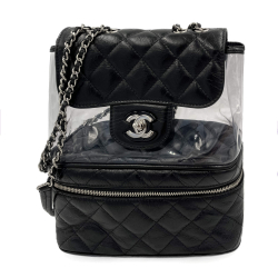 Chanel Acquarium Leather & PVC Shoulder Bag Black