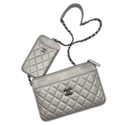 Chanel Wallet on Chain Crossbody Quilted Leather Metallic