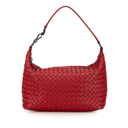 Bottega Veneta AB Bottega Veneta Red Calf Leather Intrecciato Shoulder Bag Italy