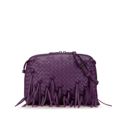 Bottega Veneta AB Bottega Veneta Purple Calf Leather Intrecciato Fringe Nodini Crossbody Italy