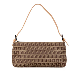 Fendi B Fendi Brown Beige Canvas Fabric Zucchino Pochette Italy