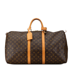 Louis Vuitton B Louis Vuitton Brown Monogram Canvas Canvas Monogram Keepall 55 France