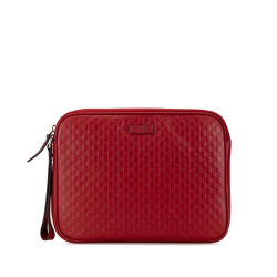 Gucci B Gucci Red Calf Leather Microguccissima Clutch Italy