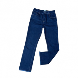 Claudie Pierlot Blaue gerade Jeans mit rauem Saum