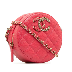 Chanel AB Chanel Pink Caviar Leather Leather Caviar 19 Round Clutch With Chain Italy