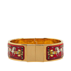 Hermès B Hermès Red with Gold Enamel Other Wide Loquet Bracelet GM France