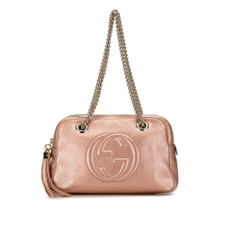 Gucci AB Gucci Pink Rose Gold Calf Leather Soho Chain Zip Shoulder Bag Italy