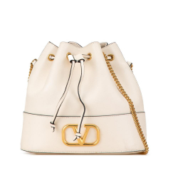 Valentino AB Valentino White Ivory Nappa Leather Leather Mini VLogo Signature Chain Bucket Bag Italy