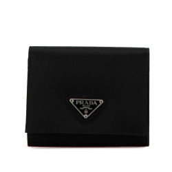 Prada AB Prada Black Nylon Fabric Tessuto Trifold Wallet Italy