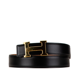 Hermès AB Hermès Black Calf Leather Constance H Reversible Belt France