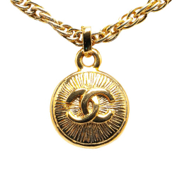 Chanel B Chanel Gold Gold Plated Metal CC Round Pendant Necklace France