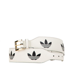 Gucci AB Gucci White Calf Leather Adidas Horsebit 1955 Belt Italy