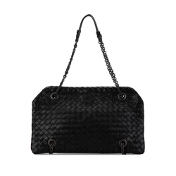 Bottega Veneta AB Bottega Veneta Black Nappa Leather Leather Intrecciato Nappa Duo Bag Italy