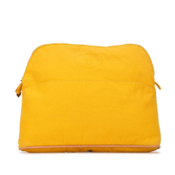 Hermès AB Hermès Yellow Canvas Fabric Toile Bolide Trousse de Voyage GM France