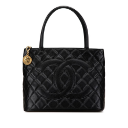 Chanel B Chanel Black Caviar Leather Leather Caviar Medallion Tote France