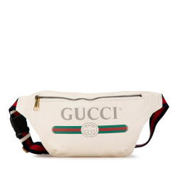 Gucci B Gucci White Calf Leather Logo Belt Bag Italy