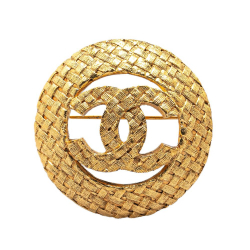 Chanel AB Chanel Gold Gold Plated Metal CC Round Brooch France