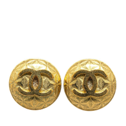 Chanel B Chanel Gold Gold Plated Metal CC Clip On Earrings France