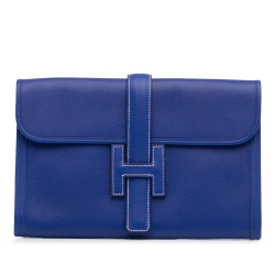 Hermès AB Hermès Blue Midnight Blue Calf Leather Epsom Jige PM France