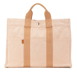 Hermès AB Hermès Brown Beige Canvas Fabric Fourre Tout MM France