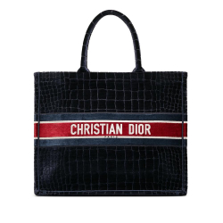 Christian Dior AB Dior Blue Velvet Fabric Large Embossed Book Tote Italy