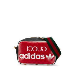 Gucci AB Gucci Red with Multi Coated Canvas Fabric Adidas Small GG Crystal Crossbody Italy