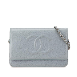 Chanel B Chanel Blue Light Blue Caviar Leather Leather CC Caviar Wallet On Chain Spain