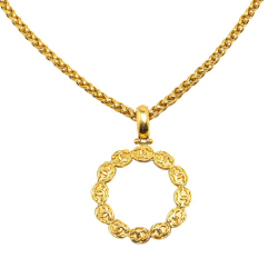 Chanel AB Chanel Gold Gold Plated Metal CC Round Pendant Necklace France