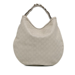 Gucci B Gucci White Ivory Calf Leather Guccissima Horsebit Hobo Italy