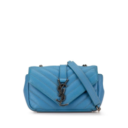 Saint Laurent AB Saint Laurent Blue Calf Leather Baby Grained skin Monogram Classic Chain Bag Italy