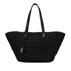 Saint Laurent AB Saint Laurent Black Raffia Natural Material Medium Panier Tote Italy